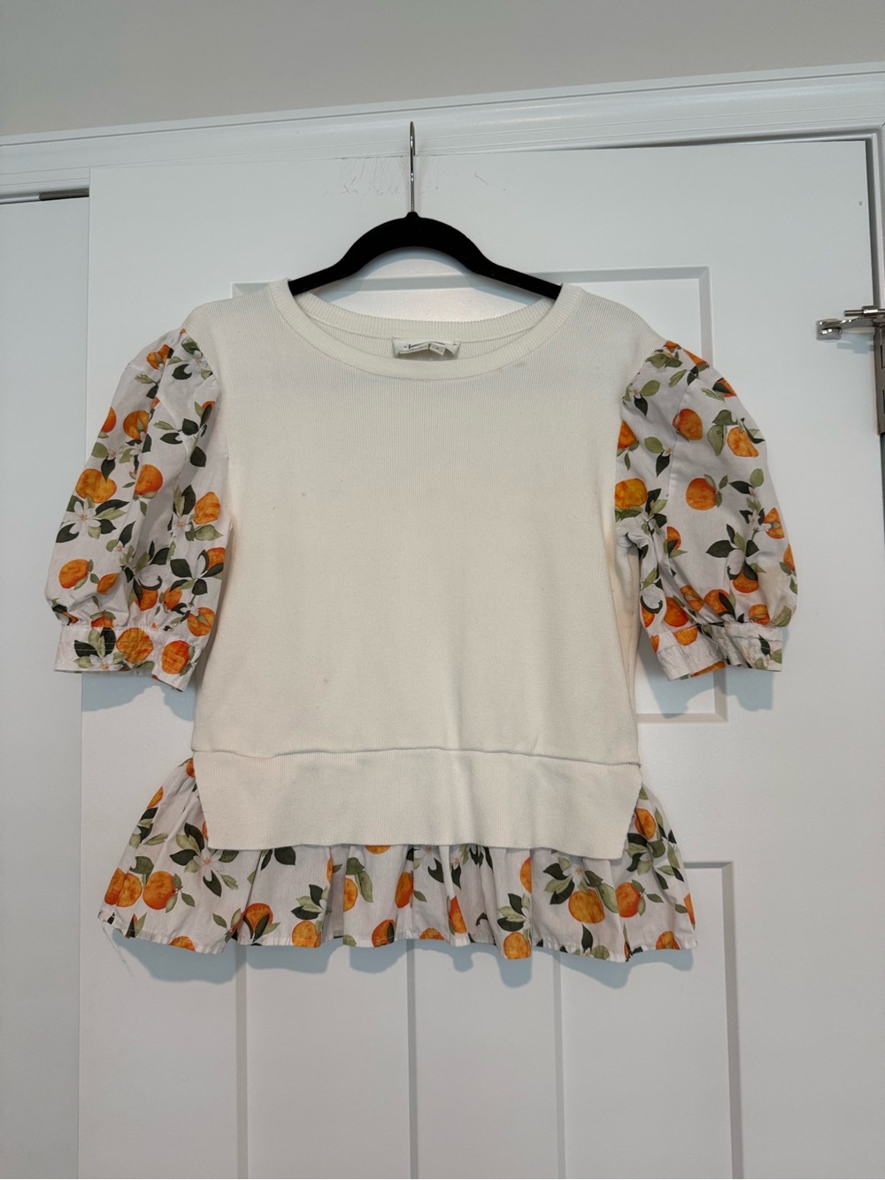 Anthropologie Poplin Sleeve Sweater Blouse - Size Small